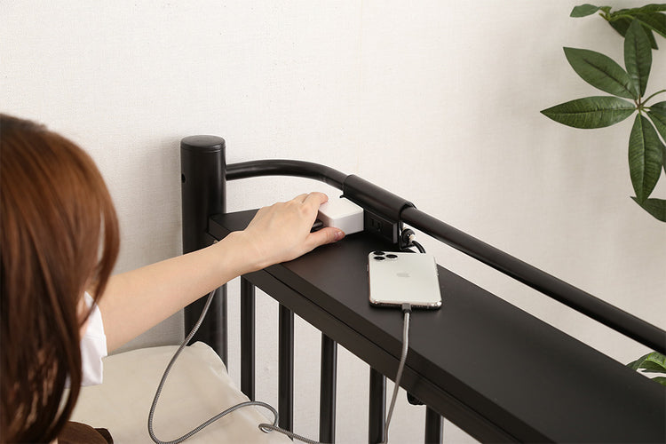 宮棚・2口コンセント付きロフトベッド【シングル】