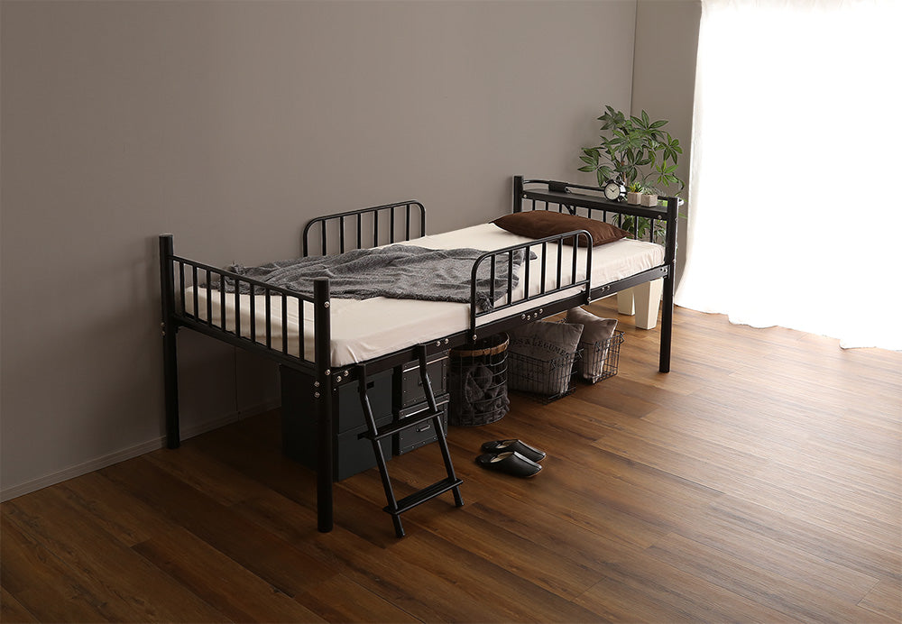 宮棚・2口コンセント付きロフトベッド【シングル】