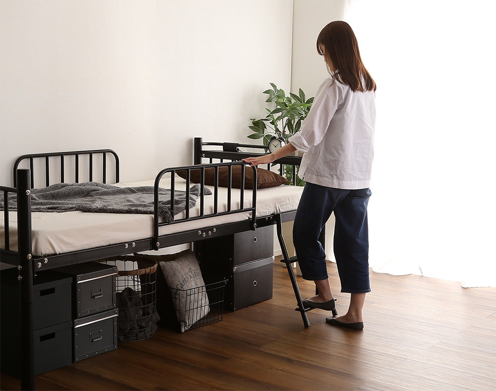 宮棚・2口コンセント付きロフトベッド【シングル】