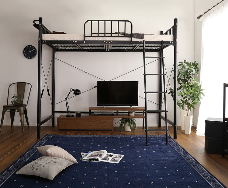 宮棚・2口コンセント付きロフトベッド【シングル】