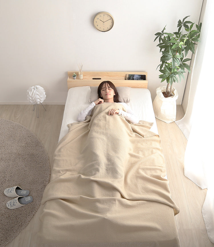 宮セット 高さ3段階調整脚付きすのこベッド パイン材【ダブル】