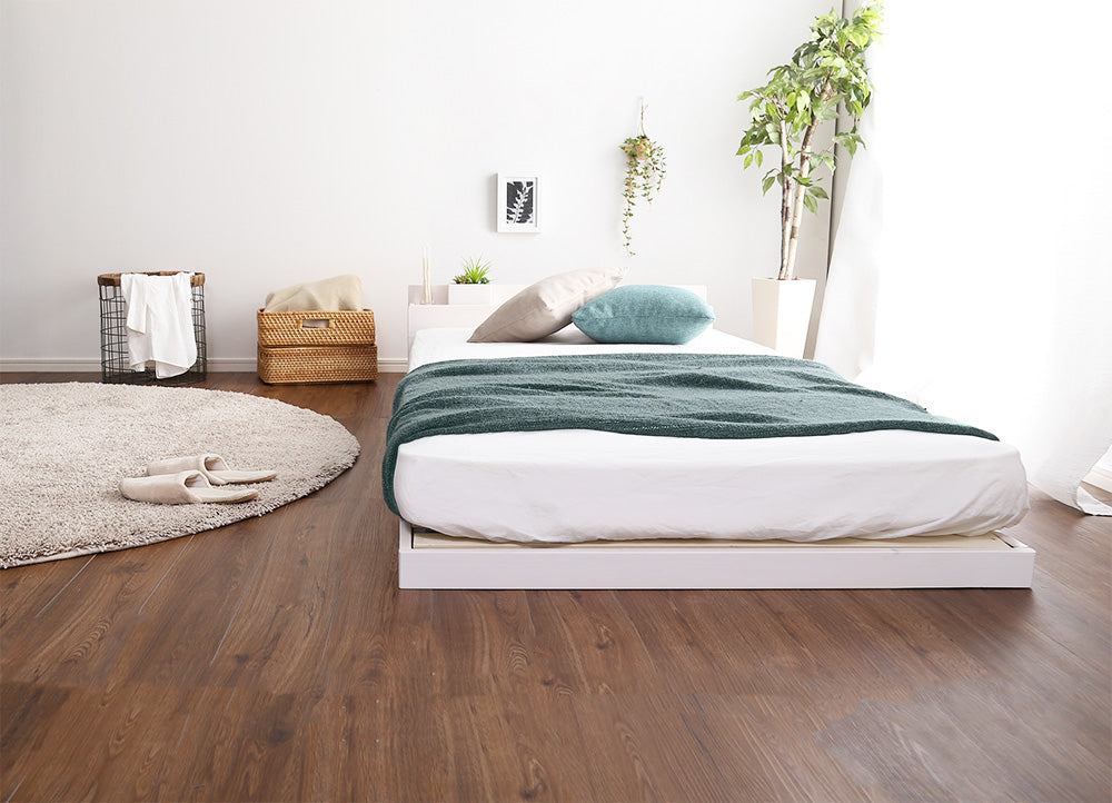 宮セット 高さ3段階調整脚付きすのこベッド パイン材【ダブル】