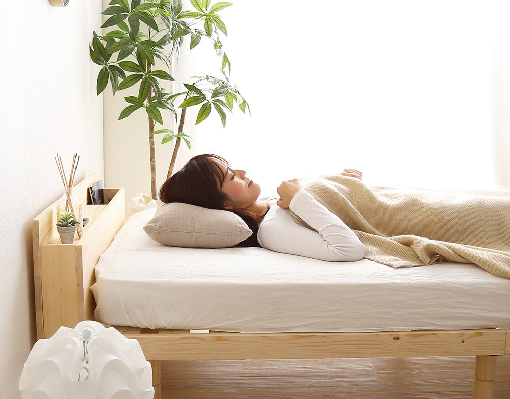 宮セット 高さ3段階調整脚付きすのこベッド パイン材【セミダブル