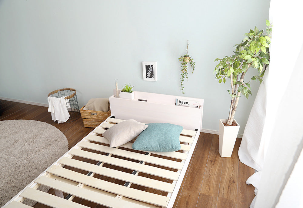 宮セット 高さ3段階調整脚付きすのこベッド パイン材【ダブル】