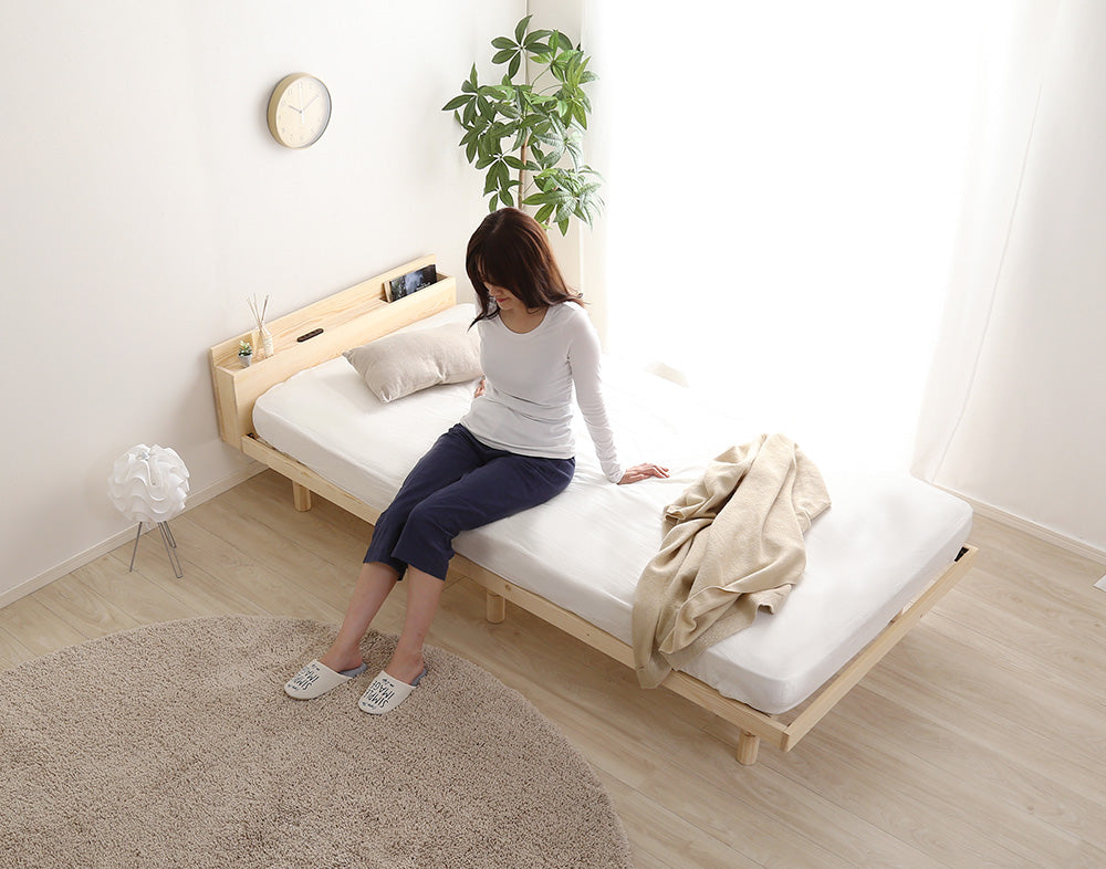 宮セット 高さ3段階調整脚付きすのこベッド パイン材【ダブル】