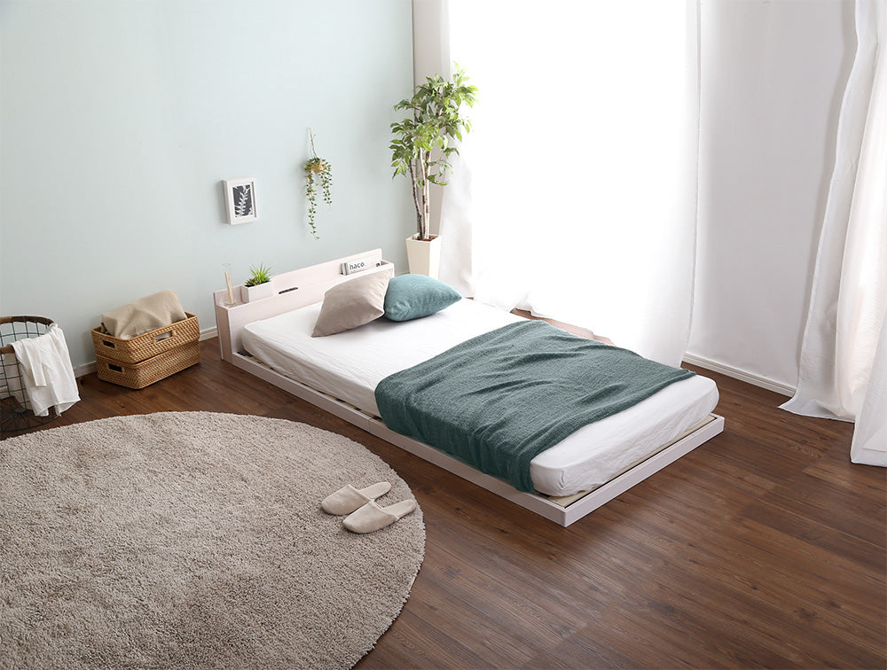 宮セット 高さ3段階調整脚付きすのこベッド パイン材【ダブル】