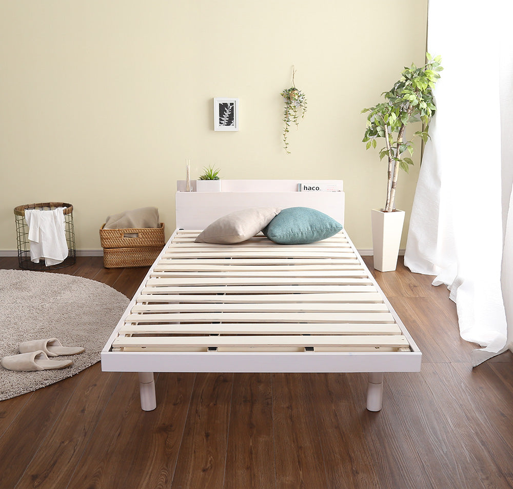 宮セット 高さ3段階調整脚付きすのこベッド パイン材【セミダブル