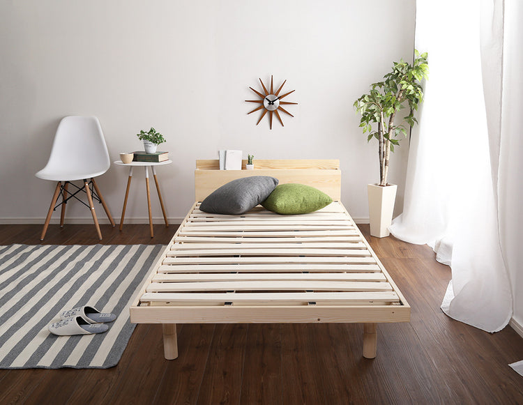 宮セット 高さ3段階調整脚付きすのこベッド パイン材【ダブル】