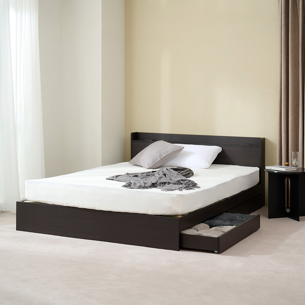 引き出し収納 宮棚 コンセント付きベッド ［NERERU-ST ネレル-ST］