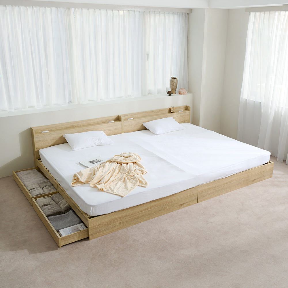 引き出し収納 宮棚 コンセント付きベッド ［NERERU-ST ネレル-ST］