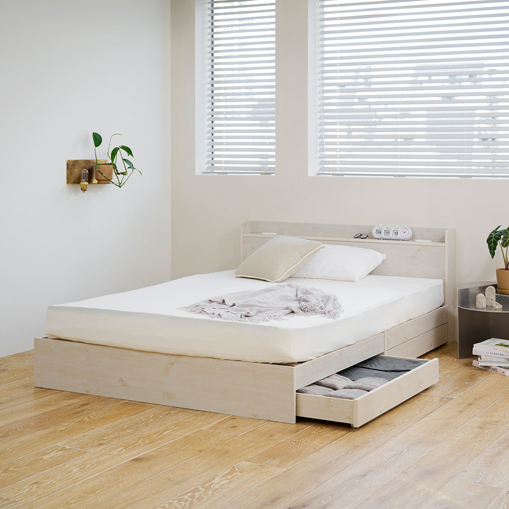 引き出し収納 宮棚 コンセント付きベッド ［NERERU-ST ネレル-ST］