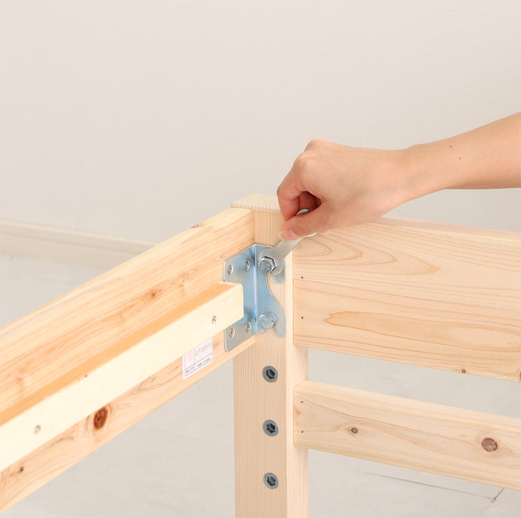 棚コンセント付きベッド 国産ヒノキ すのこタイプ【シングル】