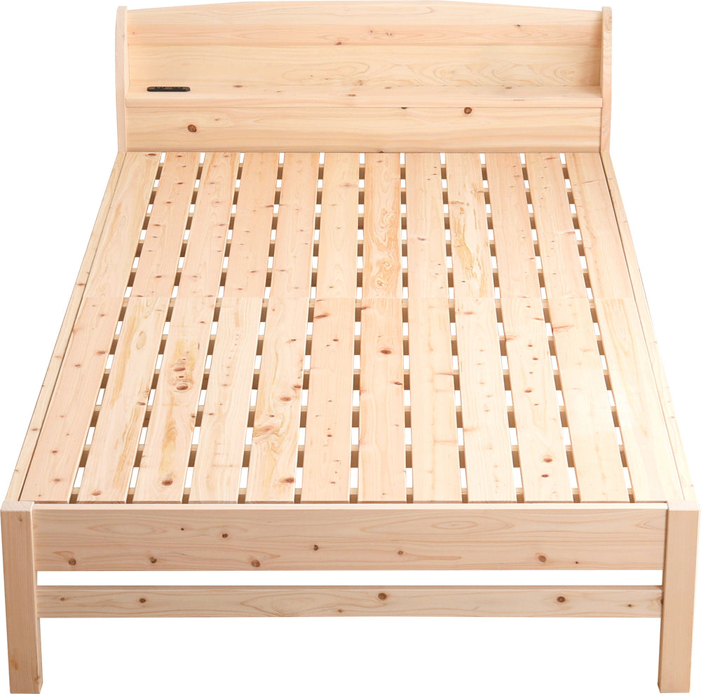 棚コンセント付きベッド 国産ヒノキ すのこタイプ【シングル】