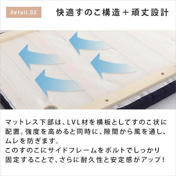 脚付きベッド　ウレタンロールマットレス【ダブル】