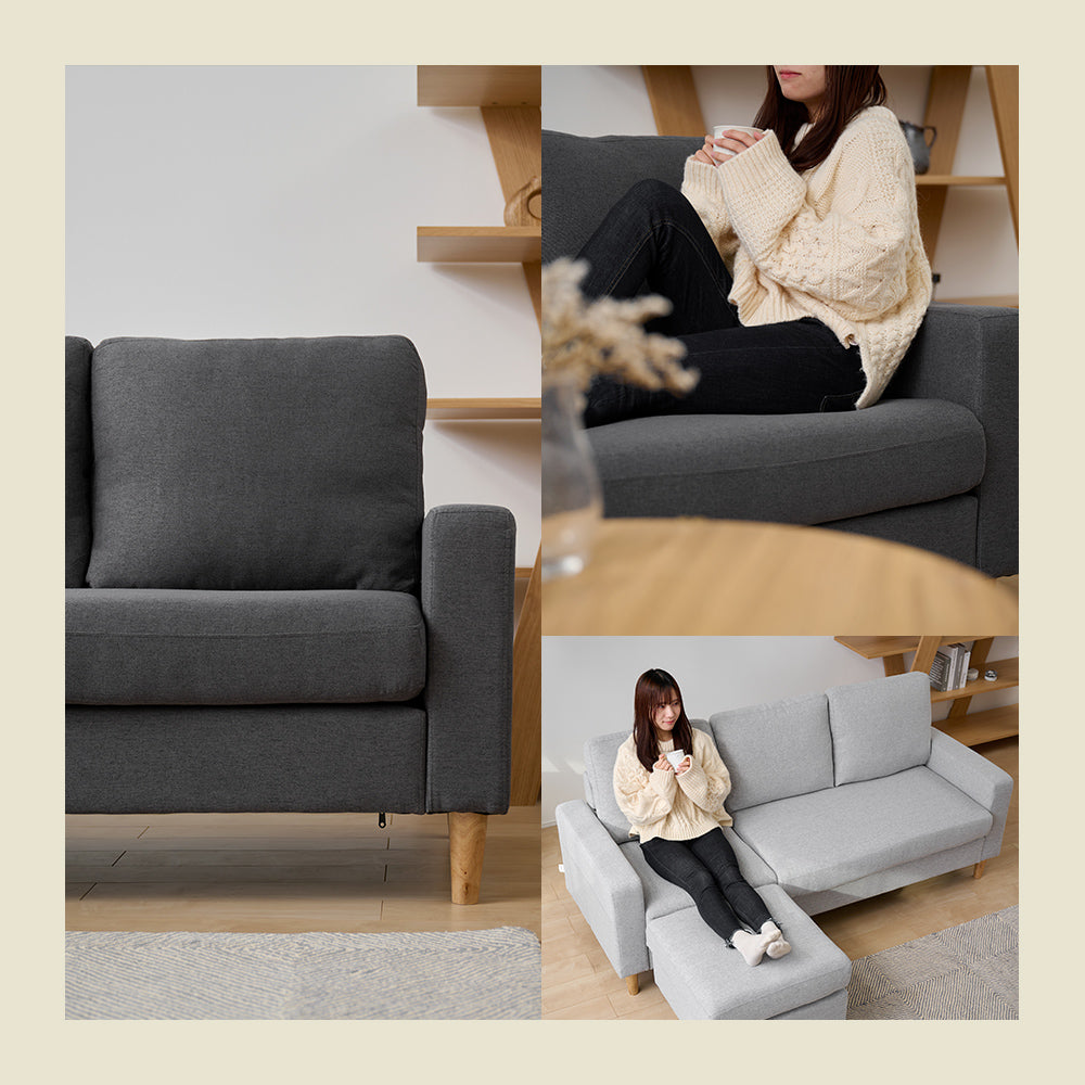 3人掛け カウチソファ ポケットコイル オットマン付き 幅193cm ［Treviso トレヴィーゾ］