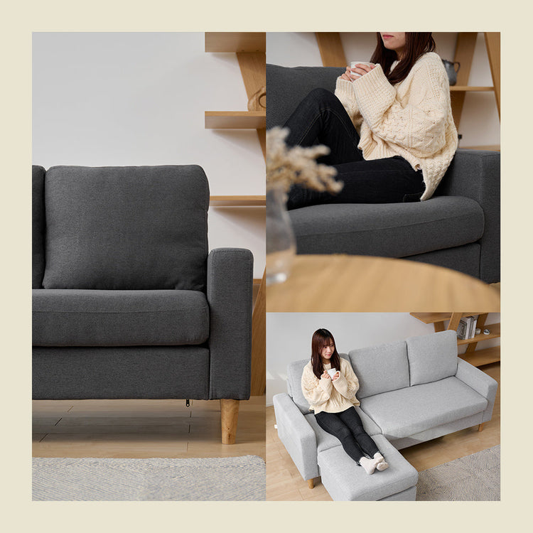 3人掛け カウチソファ ポケットコイル オットマン付き 幅193cm ［Treviso トレヴィーゾ］